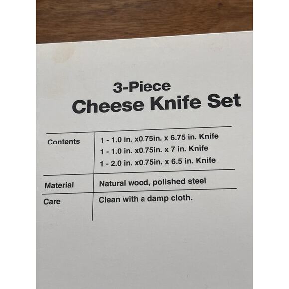 The Cellar 3-piece Cheese Knife Set - NEW in BOX - Wooden Handles - Giftable - Picture 6 of 7